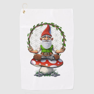 Mushroom Gnome Yoga   Golf Towel