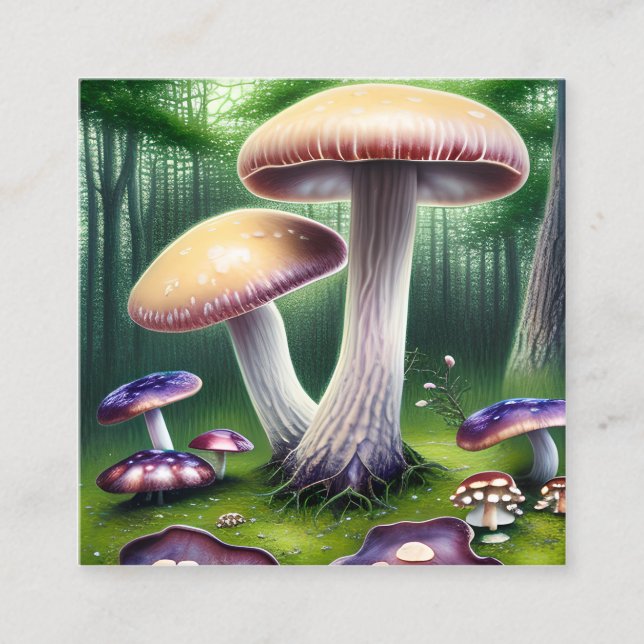Mushroom Graphic Square Business Card (Front)