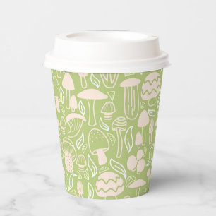 Mushroom Green Cream Paper Cups