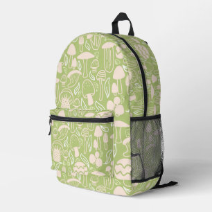 Mushroom Green Cream Printed Backpack