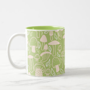 Mushroom Green Cream Two-Tone Coffee Mug