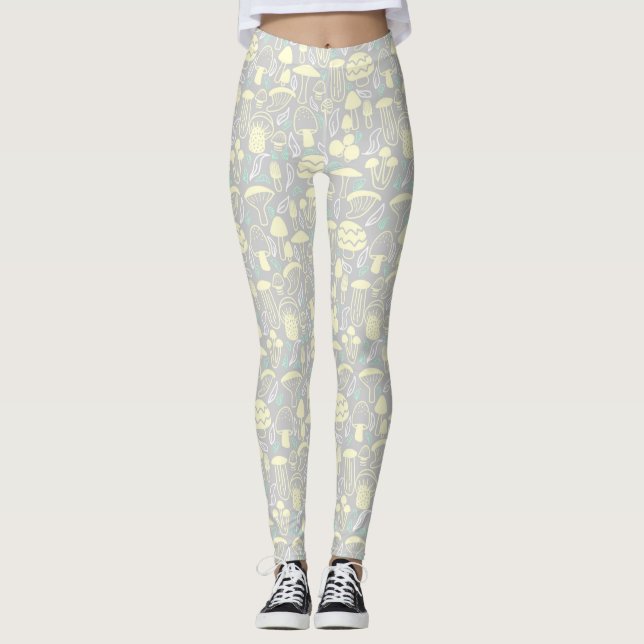 Mushroom Grey Cream Leggings (Front)