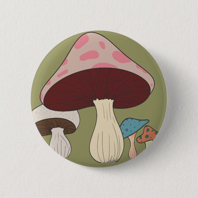 Mushroom Grouping 6 Cm Round Badge (Front)