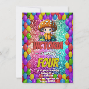 Mushroom Guardian birthday invite for kids