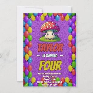 Mushroom Guardian Personalised Birthday Invite 