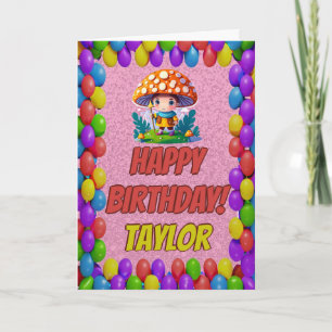 Mushroom Guardian Personalised Greeting Birthday Card