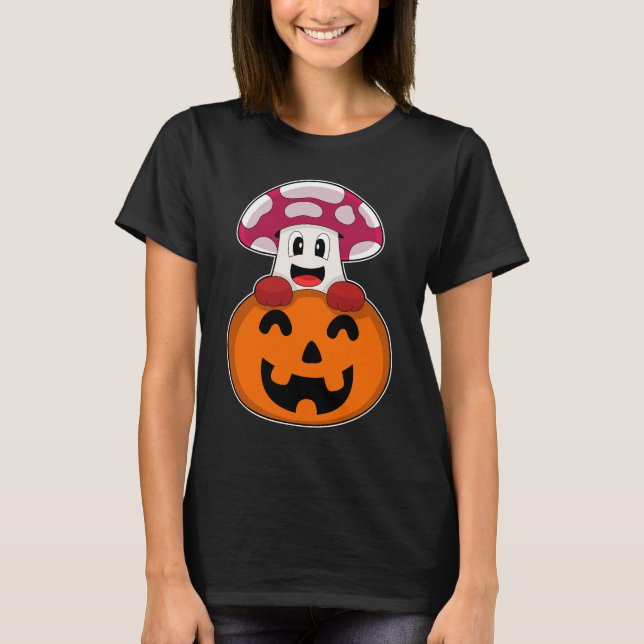 Mushroom Halloween Pumpkin T-Shirt (Front)