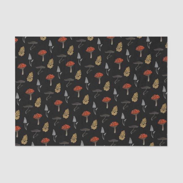 Mushroom Harvest Tissue Paper - Black (Front)