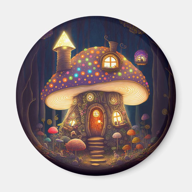 Mushroom House Fantasy Art Magnet (Front)