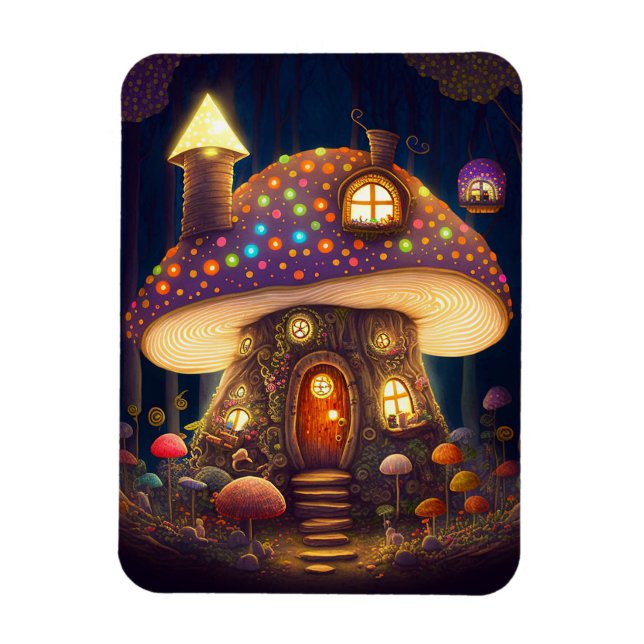 Mushroom House Fantasy Art Magnet (Vertical)