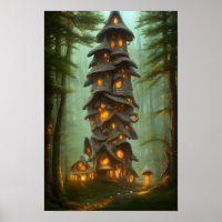 Mushroom House Forest Fantasy Art