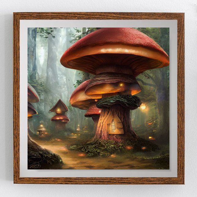 Mushroom House Forest Fantasy Art Poster (Creator Uploaded)