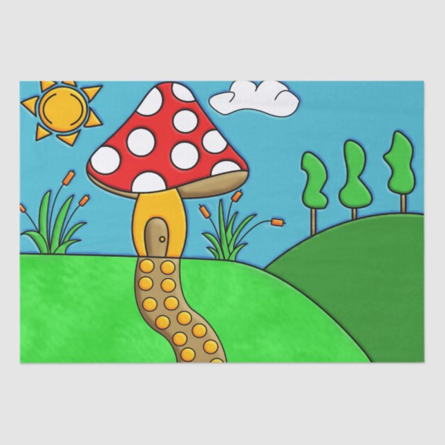 Mushroom house illustration tissue paper (Front)