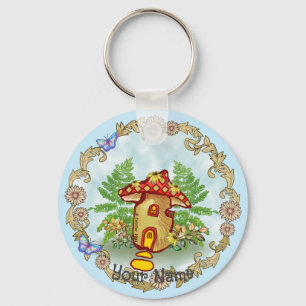 Mushroom House  Key Ring