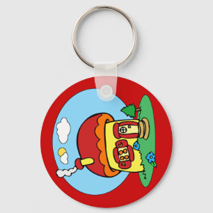 Mushroom House Key Ring