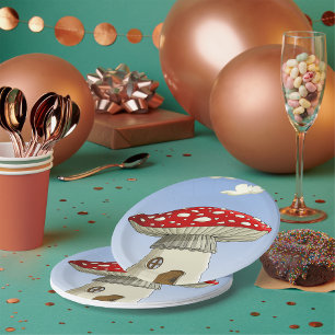 Mushroom House Paper Plate