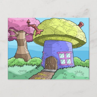 mushroom house postcard