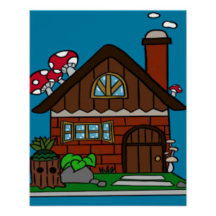 mushroom house poster