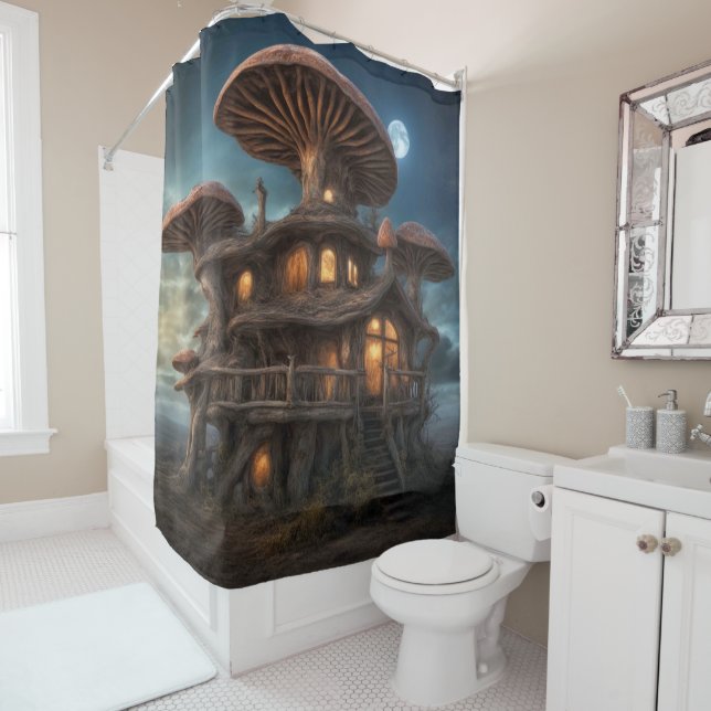 Mushroom House Shower Curtain (In Situ)