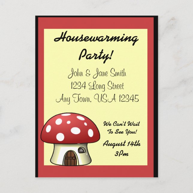 Mushroom House Warming Announcement Postcard (Front)