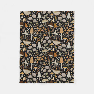 Mushroom Hunter Mid Mushrooms Fleece Blanket