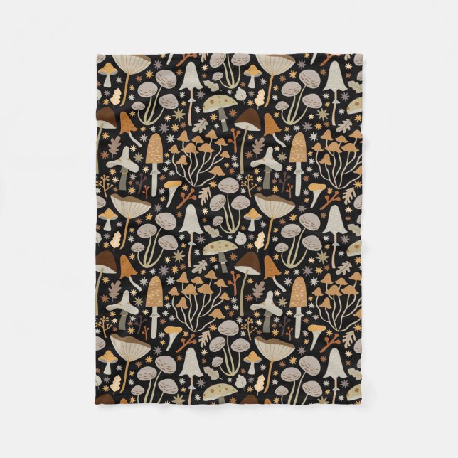 Mushroom Hunter Mid Mushrooms Fleece Blanket (Front)