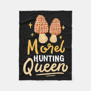 Mushroom Hunter Morel Hunting Queen Fleece Blanket