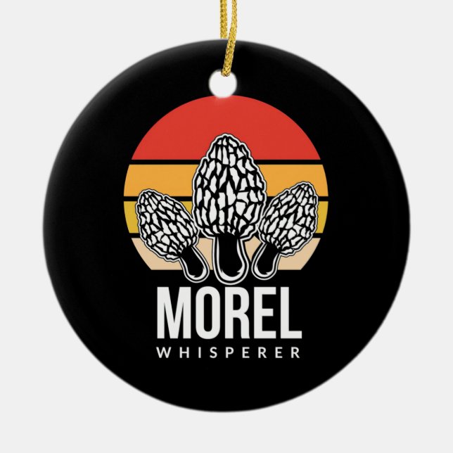 Mushroom Hunter Morel Whisperer Ceramic Ornament (Front)