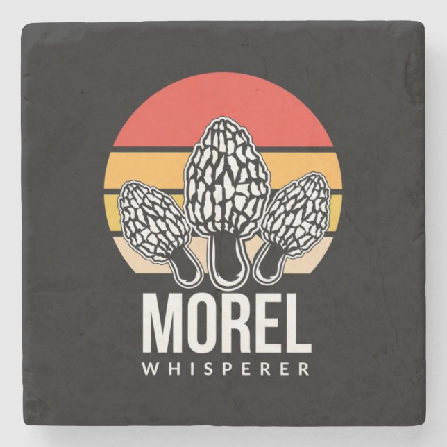 Mushroom Hunter Morel Whisperer Stone Coaster (Front)