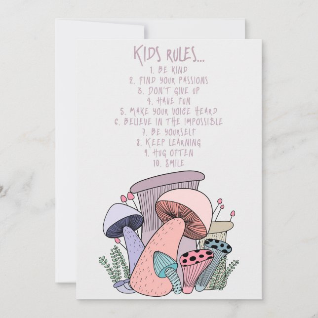 Mushroom Hunter Mushroom And Kids Rules Invitation (Front)