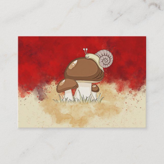 Mushroom Hunter Mushrooms Watercolor Business Card (Front)