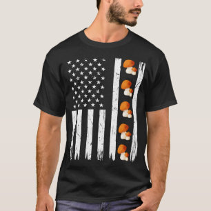 Mushroom Hunting Men Women USA Flag T-Shirt