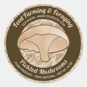 Mushroom Icon Round Label