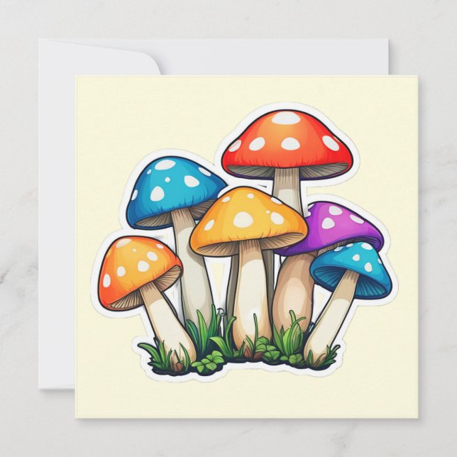 Mushroom Illustration Square Postcard (Front)