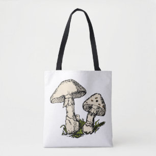Mushroom illustration tote bag
