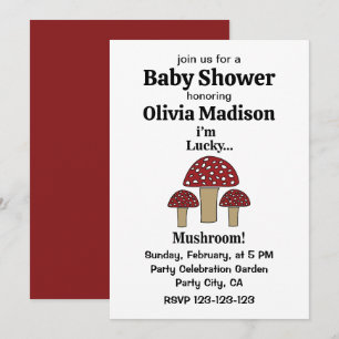 Mushroom I'm Lucky Mushroom Baby Shower Invitation