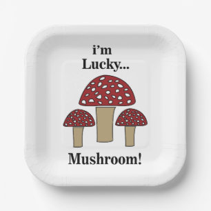 Mushroom I'm Lucky Mushroom Party Paper Plate