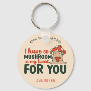 Mushroom In My Heart Funny Pun Cute Valentines Day Key Ring