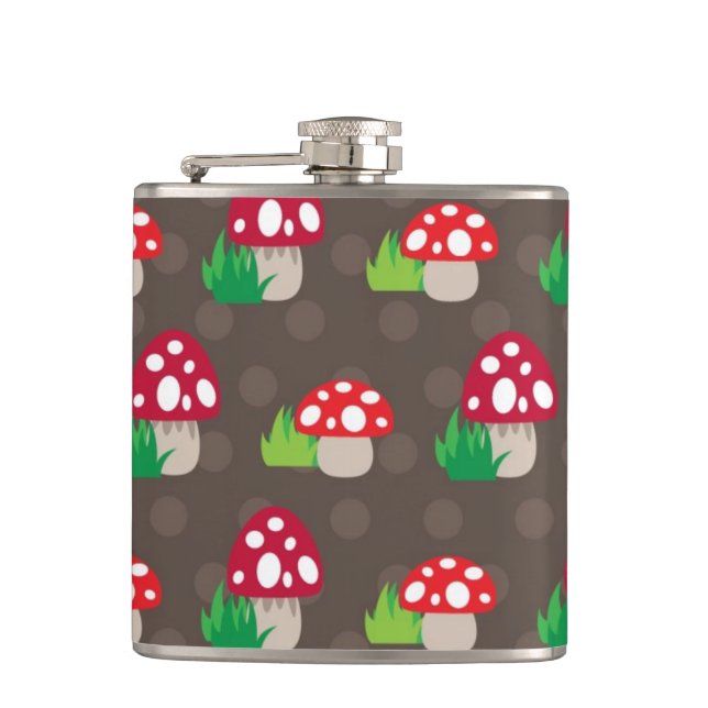 mushroom kids pattern hip flask (Front)