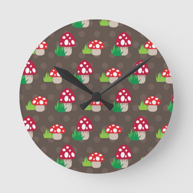 mushroom kids pattern round clock (Front)