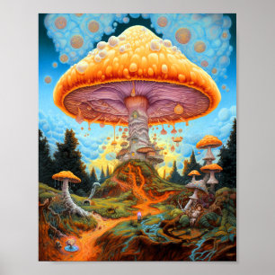 Mushroom Landscape Surreal Fantasy Art Poster