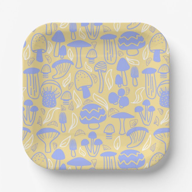 Mushroom Lavender Cream Paper Plate (Front)