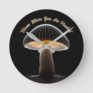 Mushroom Light Painting: Minimalistic Black Round Clock