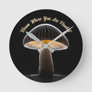 Mushroom Light Painting: Minimalistic Black Round Clock