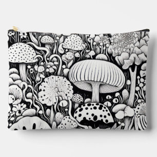 Mushroom line drawing accessory pouch