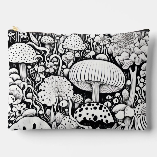 Mushroom line drawing  accessory pouch (Front)