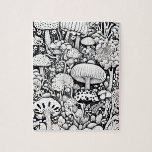 Mushroom line drawing jigsaw puzzle