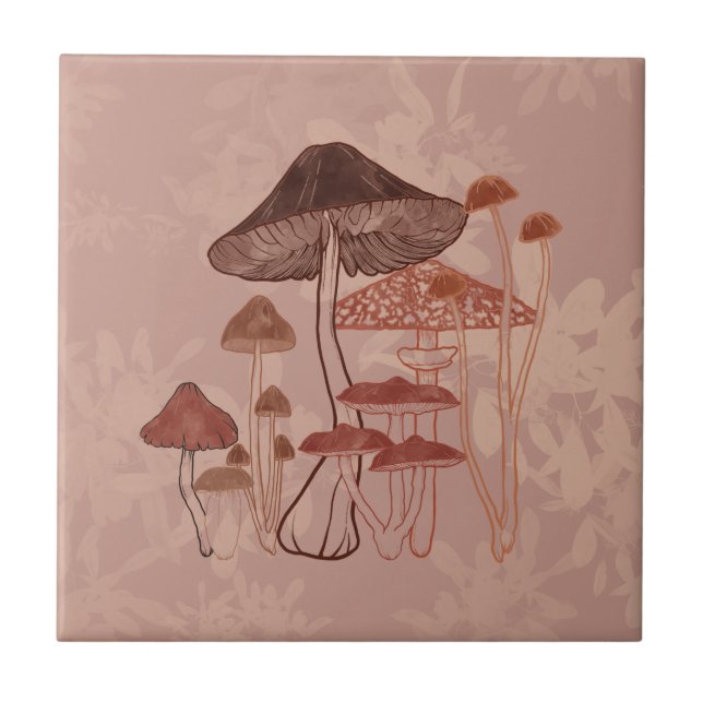 Mushroom Love Ceramic Tile (Front)