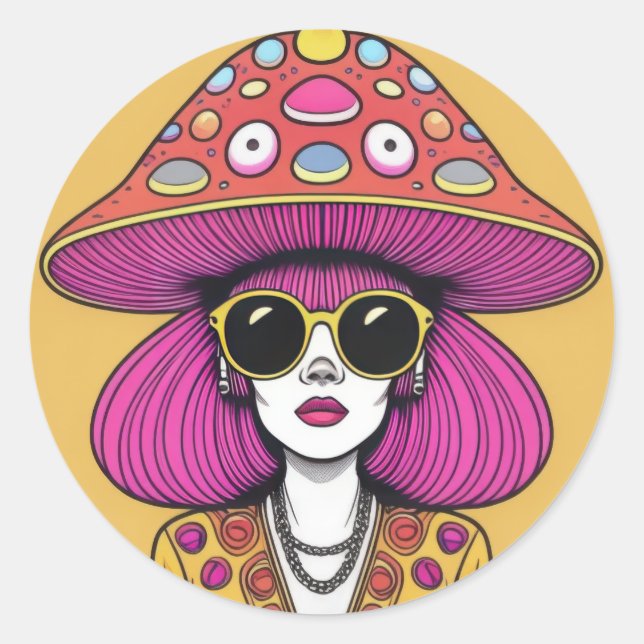 Mushroom Madam Classic Round Sticker (Front)