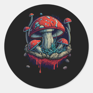 mushroom_madness_design classic round sticker